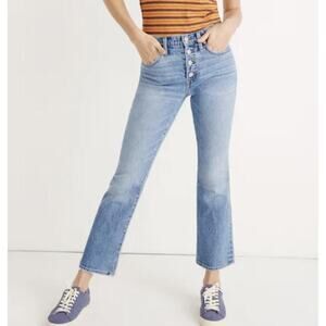 Madewell Cali Demi-Boot Jeans Womens 28 Blue Button Fly High Rise Crop Bootcut